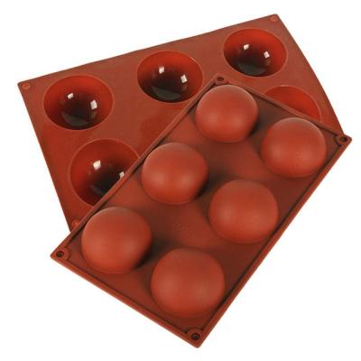 China Viable Christmas 6 Holes Half Ball Chocolate Silicone Molds Semi Sphere Round Silicone Cake Baking Molds For Dessert DIY Jelly for sale