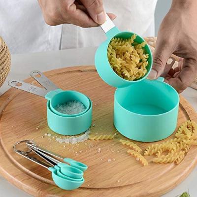 China 8 Pieces Sustainable Baking Tool Plastic Measuring Cups And Spoons Set For Liquid Powder Coffee for sale