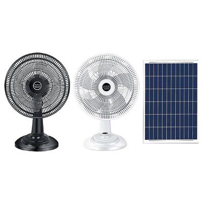 China Multistage control solar fan with panel and battery tabletop camping home quality 12 inch small solar fan for sale