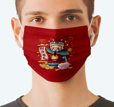 China red color fashion hot design digital printing pattern cloth mask. for sale