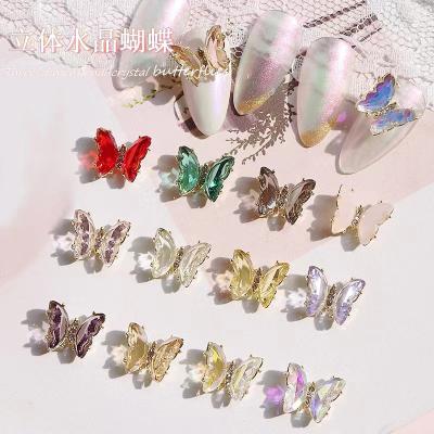 China Stereo Metal Crystal Stone Butterfly Nail Rhinestones Nail Art Decorations Diy Alloy Nail Design 3 d Glass Hot Appeal for sale