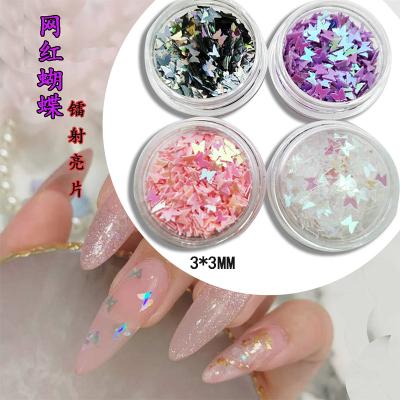 China Insist Web Celebrity Plastic Laser Sequins Little Iridescence Butterfly Book Phototherapy Nail Red Popular Ultrathin Nail Sequins Plastic Sequins for sale