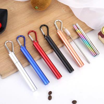 China Viable Customize Straws Reusable Telescopic Folding Metal Stainless Steel Drinking Straw With Brush for sale