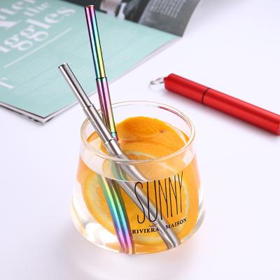 China Amazon Stainless Steel Collapsible Reusable Rainbow Viable Hot Selling Multicolor Drinking Straws for sale