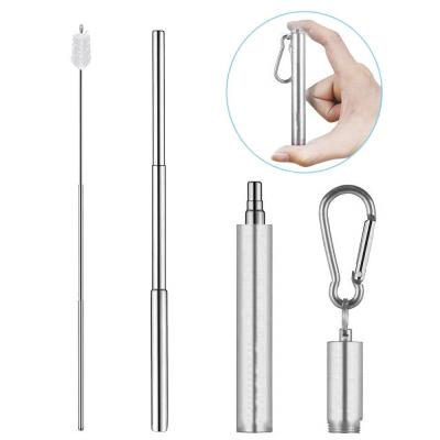 China Metal Folding Telescopic Folding Portable Viable Drinking Straw Set With Brush for sale