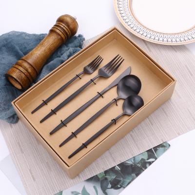 China Viable Black 30 Pcs Flatware Dinnerware Cutlery Set Dinnerware Wedding Party Gift Box Fork Spoons Knives Dinner Set for sale