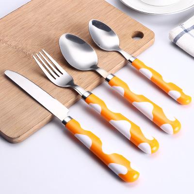 China Viable 16/24 Piece Cheap Cutlery Set Plastic Handle With Holder For Promotion Gift Set Factory for sale