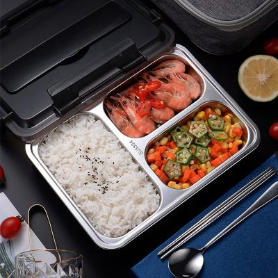 China 1.2 Liter Metal Bento Lunch Boxes Stainless Steel Heatable Food Containers With Bag For Kids for sale