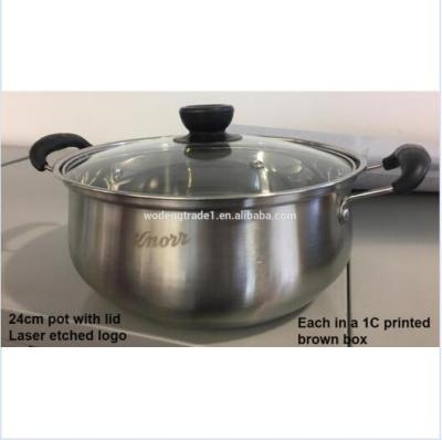 China Sustainable Stainless Steel Casserole Soup Stock Pots 24cm Pots Cooking Pot WD-1126 for sale