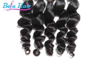 China Califique las extensiones flojas peruanas negras naturales del pelo de la Virgen de la onda 7A 30 pulgadas en venta