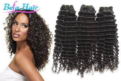 China Extensiones brasileñas del pelo de la Virgen profunda sin procesar del rizo de 14 pulgadas para las mujeres negras en venta