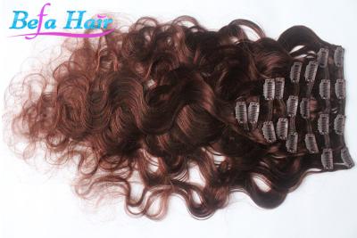 China Cherry Red / Burgundy Body Wave Remy Clip In Hair Extension 30 Inch For Women for sale