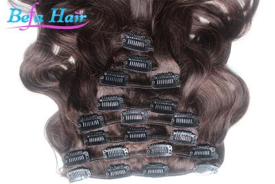 China 100% Unprocessed Body Wave Clip In Human Hair Purple / Wine Red Hair Extensions for sale