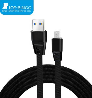 China Strong Fast Charging Ice-Bingo 1M Length Nylon Braided 2.4A USB Data Cable Durable for sale