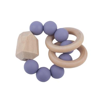 China Soft Toy Custom Wholesale Manufacturer Silicone Teething Cheek Ring Toy Silicone Baby Wooden Teether for sale