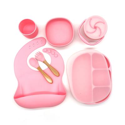 China CLASSIC New Arrival Non-Toxic Strong Suction Bowl Spoon Set Bib Baby Silicone Bowl Feeding Dish and Bowl Set for sale