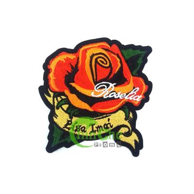 China 3D Min Quantity 100pcs Iron On Rose Embroidery Patch Custom for sale