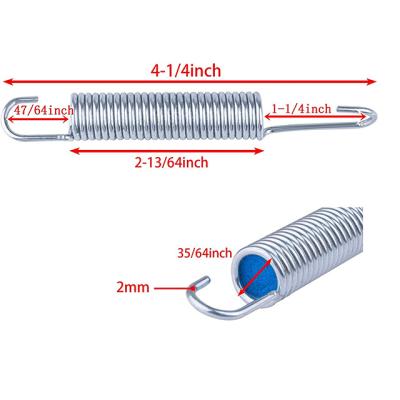 China Coil Customized Furniture Size Quality Coils Tension Spring Stainless Steel Galvanize Open Hook Extension Spring for sale