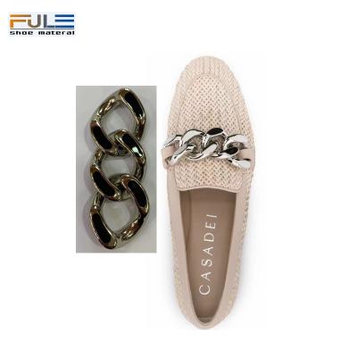 China Fashion Silver Gold Colorful Rhinestone Metal Shoe Decoration Chain Buckles For Lady PU Leather Shoes FULI-M002 for sale