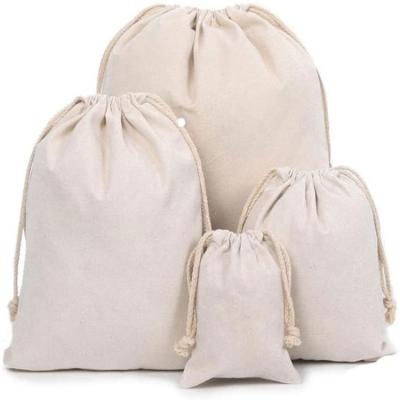 China Factory Price Various Size Waterproof Storage Cotton Canvas Bag Drawstring Bag Cotton Drawstring Simple Classic Simple Custom Pouch for sale