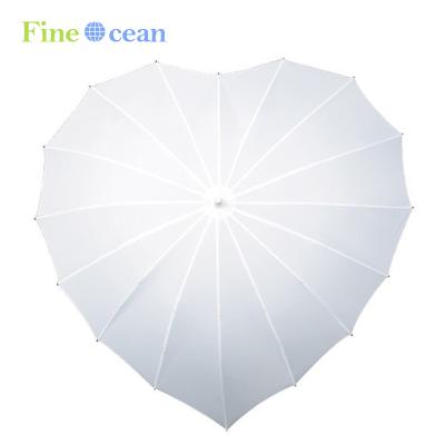 China Wedding Umbrella Heart Shape Umbrella Color Design Single Fine White Straight Manual Umbrella Open Ocean Umbrella for sale