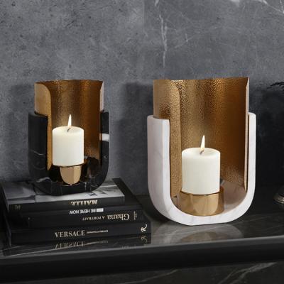 China Modern Light Luxury Metal Candlestick Ornaments Gold Minimalist Modern Candlestick Dining Table Stainless Steel Home Candle Holder for sale