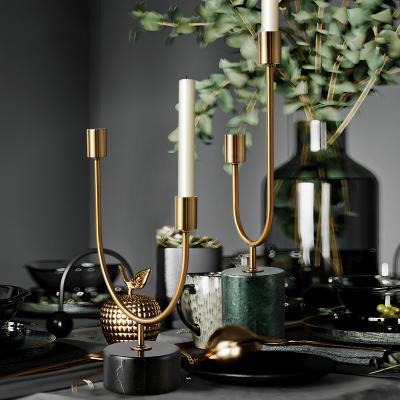 China Light Luxury Living Room Table Centerpieces Decorations Nordic Candlestick U Shape Material Candle Holder for sale