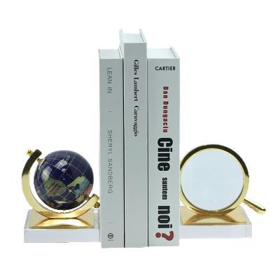 China Home Office Contemporary Simple Decorative Modern Titanium Crystal Bookends Designer Book Stack Decor for sale