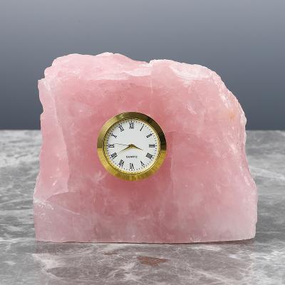 China Nordic Simple Style Antique Natural Pink Crystal Stone Electronic Bell Children's Bedroom OEM Desk and Table Clocks for sale