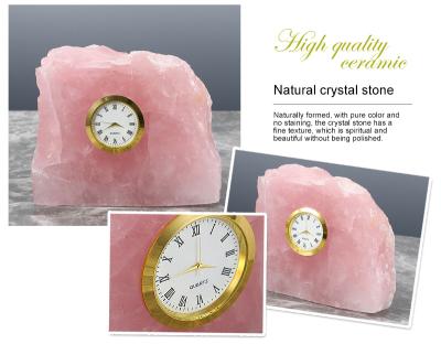 China Modern Crystal Stone Electronic Kids Bedroom Decor Simple Natural Pink Home Contemporary Table Clocks Wholesalers for sale