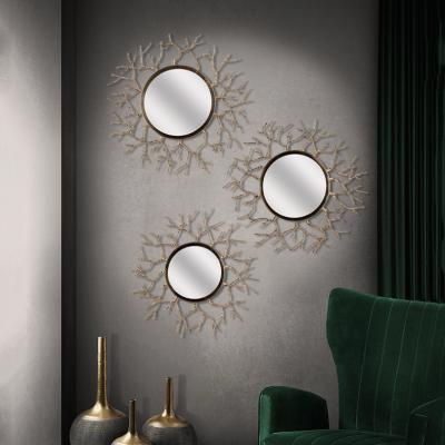 China Contemporary Modern Metal Frame Vintage Restaurant Room Elegant Art Home Wall Decor Living Mirror for sale