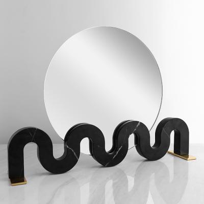 China Bathroom Minimalist Decor Toilet Table Top Vintage Mirror Nordic Creative Shaped Black Marble Design for sale