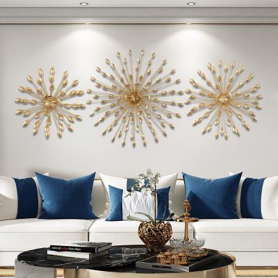 China Contemporary Light Luxury Wall Bedroom Metal Decorative Flowers Designs Background Brass Home Wall Accessories Creative Living Room Decor for sale