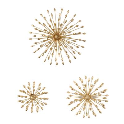 China Contemporary Light Luxury Bedroom Accessories Living Room Decor Brass Creative Sun Flower Wall Decorative for sale