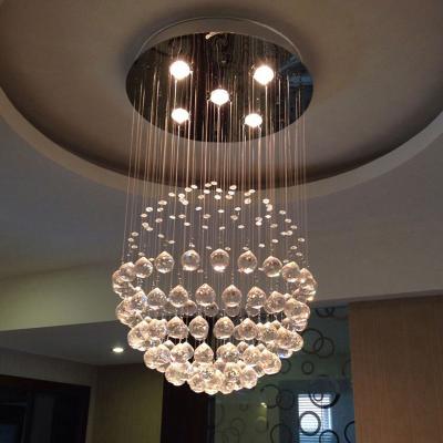 China Contemporary Luxury Crystal Ball Ceiling Lamp Raindrop Hanging Modern Simple Chandelier for sale