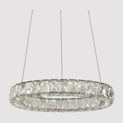 China Newest Contemporary Iron Circle DIY Fancy Pendant Lights Clear Crystal Ring Chandelier For Living Room for sale