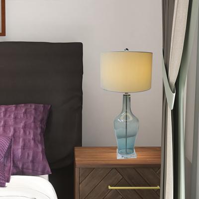 China 2022 Online Items Contemporary Gray Clear Glass Table Lamp Bedside Lamp for Bedroom for sale