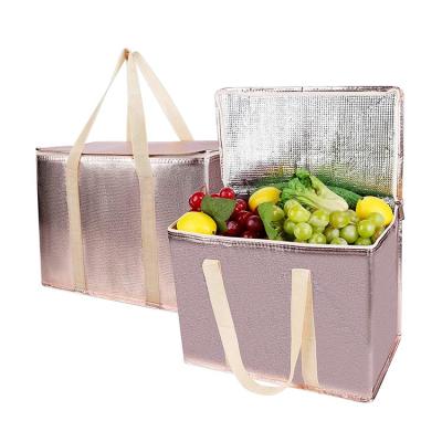 China Waterproof Custom Size Pink Multi Size Grocery Aluminum Foil Food Cooler Bag Outdoor Bag for sale