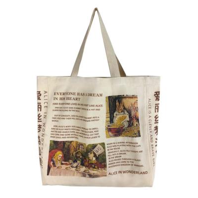 China Fashion Design Women Cotton Shoulder Tote Customized Printing Canvas Shopping Folding Bag for sale