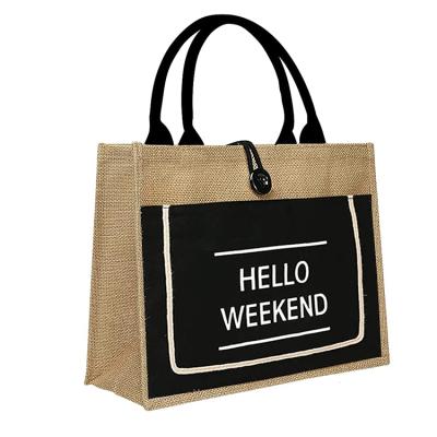 China Wholesale Handmade High Quality Shopping Tote Bags For Grocery Berry Beach Burlap Jute Antibacterial And Non Producing for sale