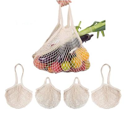 China Reusable Shopping Multifunctional Cotton Folding Mesh Tote String Grocery Bags For Fruit And Vegetable for sale