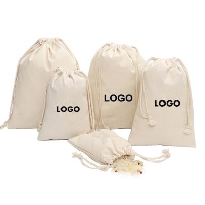 China High Quality Reusable Custom Logo Cotton Canvas Drawstring Folding Shopping Bag for sale