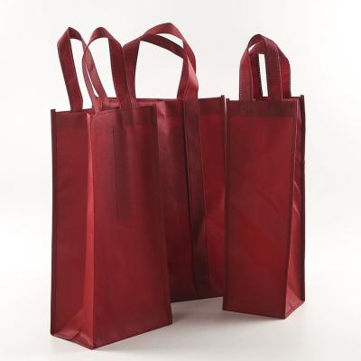 China Wholesale Custom Printing Nonwoven Portable Durable Eco Handled 1 Bottle 4 Bottle Nonwoven Wine Bag for sale