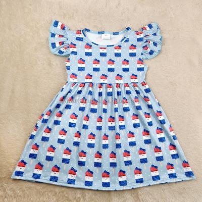 China Viable Wholesale Girls Summer Outfits Kids Clothes July 4th Outfits Patriotic Kids Apparel Dress for sale