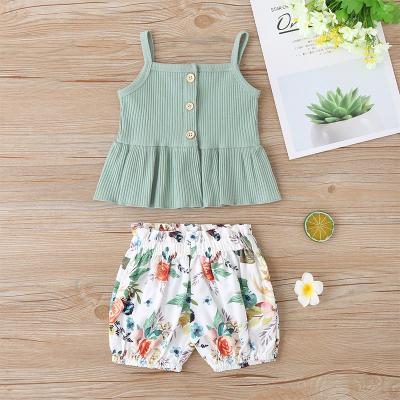 China New Fashion Casual Baby Clothes T-shirt And Pants Floral Colorful Baby Cloth Baby Clothing Sets for sale