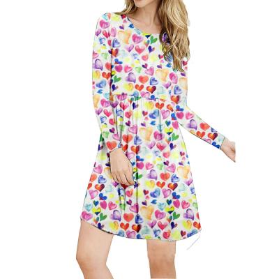 China 2019 New Women Sping Long Sleeve Print Dress Knee Length Breathable Casual Dress For Women for sale