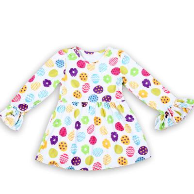 China Sustainable Easter Kid Dress Babies Dresses Icing Long Sleeve Baby Dress Designs Eggs Printing Baby Dress for sale