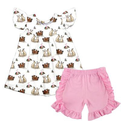 China 2019 new arrival toddler girl clothes rabbit heart casual dress and pink panties set children's Easter outfit for sale