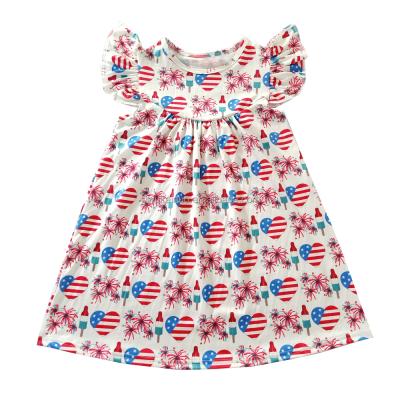 China Viable Independence Day Flag Printing Pearl Dress Supplier Baby Dress Baby Toddler Girl 4th of July for sale