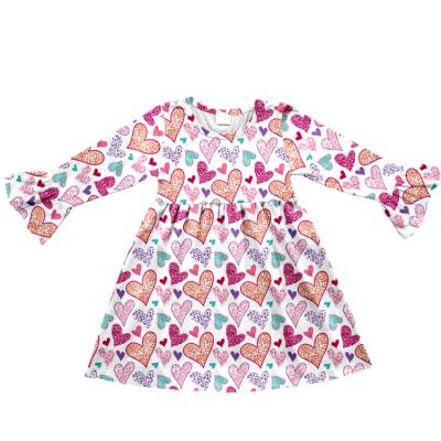 China Viable Boutique Valentine's Day Girls Dress Kids Dress Long Sleeve Printed Dress For Kid Girls for sale